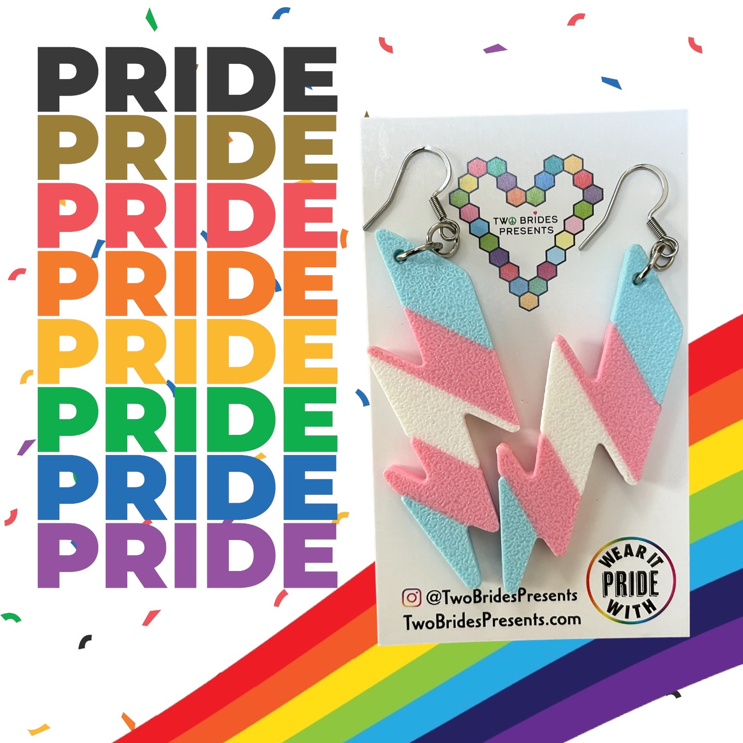 Trans Pride Lightning Drop Earrings