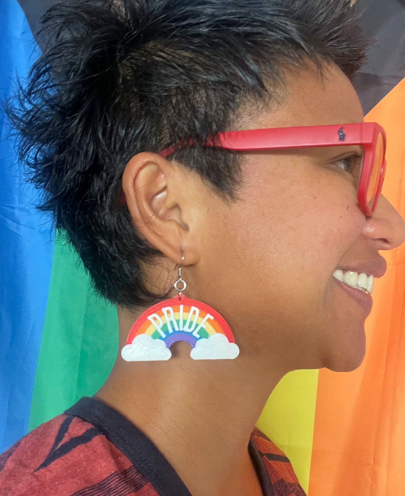 Rainbow Pride Arc 3D Drop Earrings