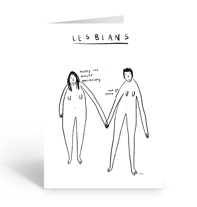 Lesbians Happy One Minute Anniversary Greeting Card