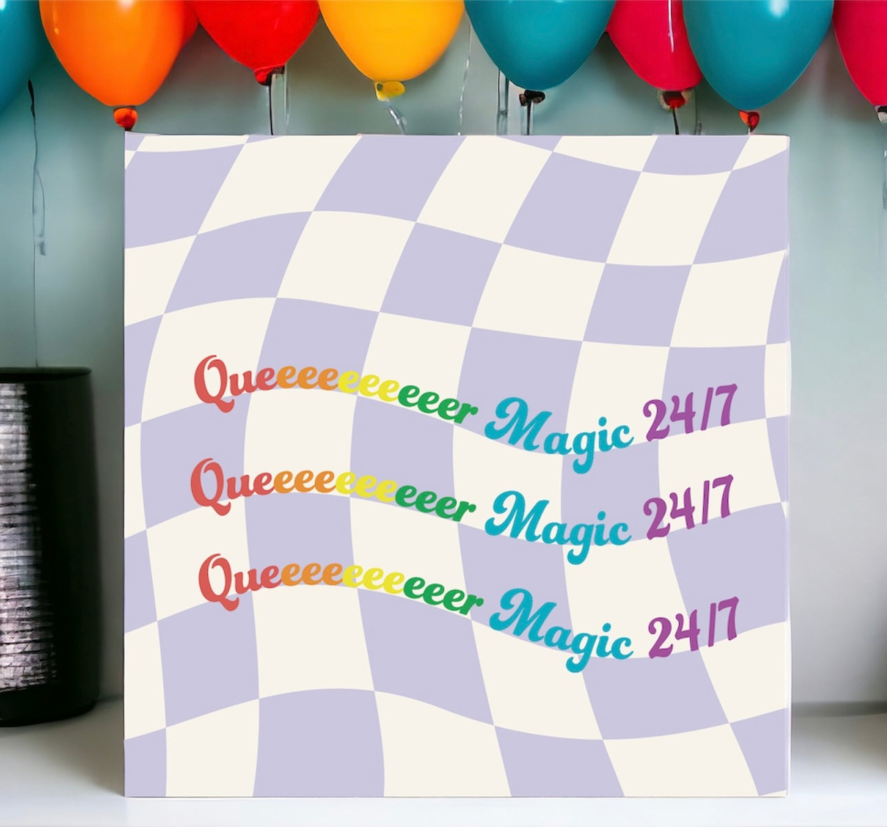 QUEEEEEEEEEER MAGIC 24/7 Checkered Greeting Card