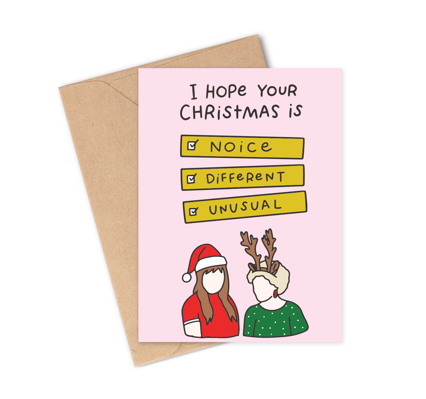 KATH & KIM XMAS IS NOICE, DIFFERENT & UNUSUAL Greeting Card with envelope