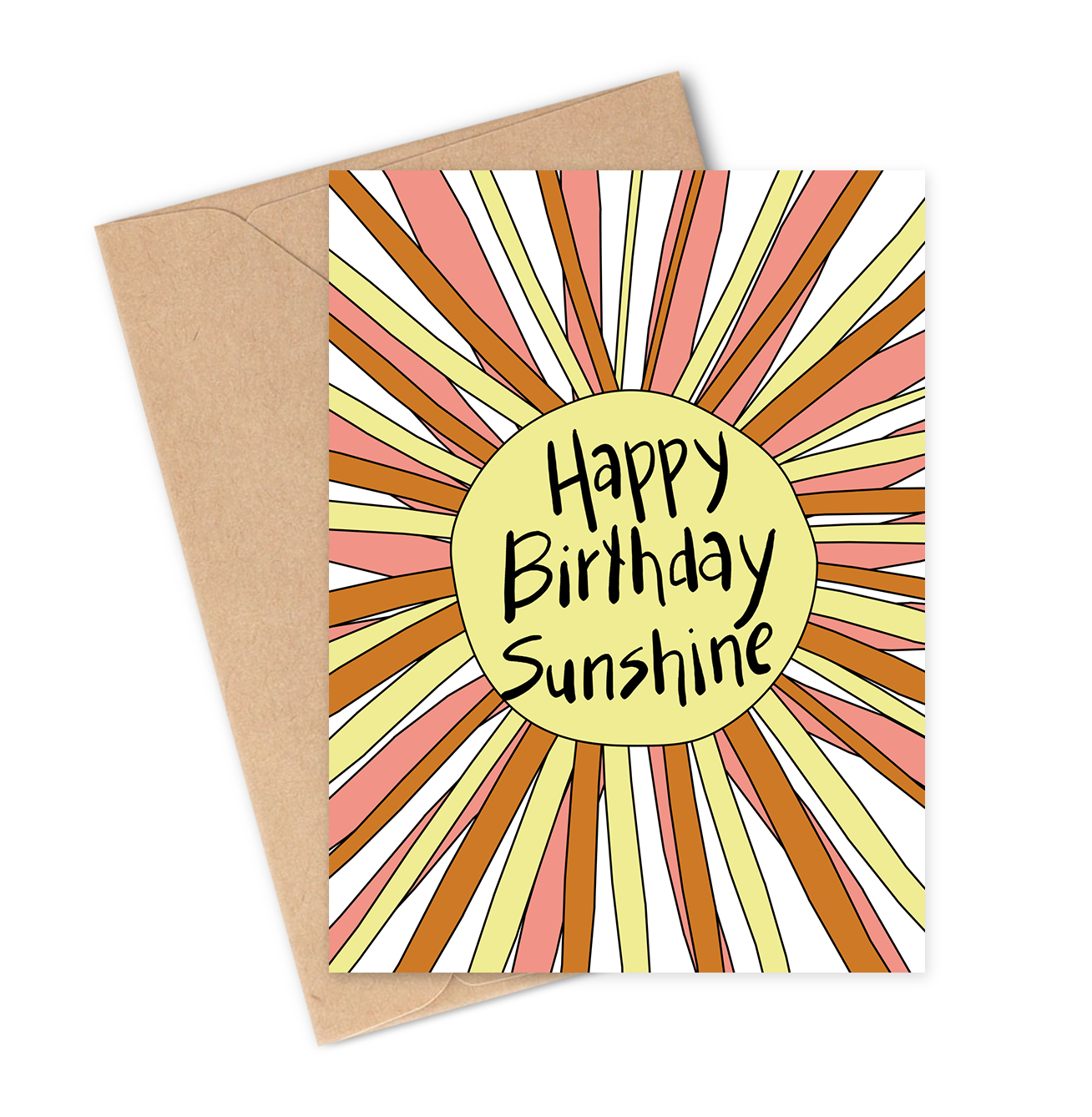 Happy birthday sunshine greeting card with kraft envelope