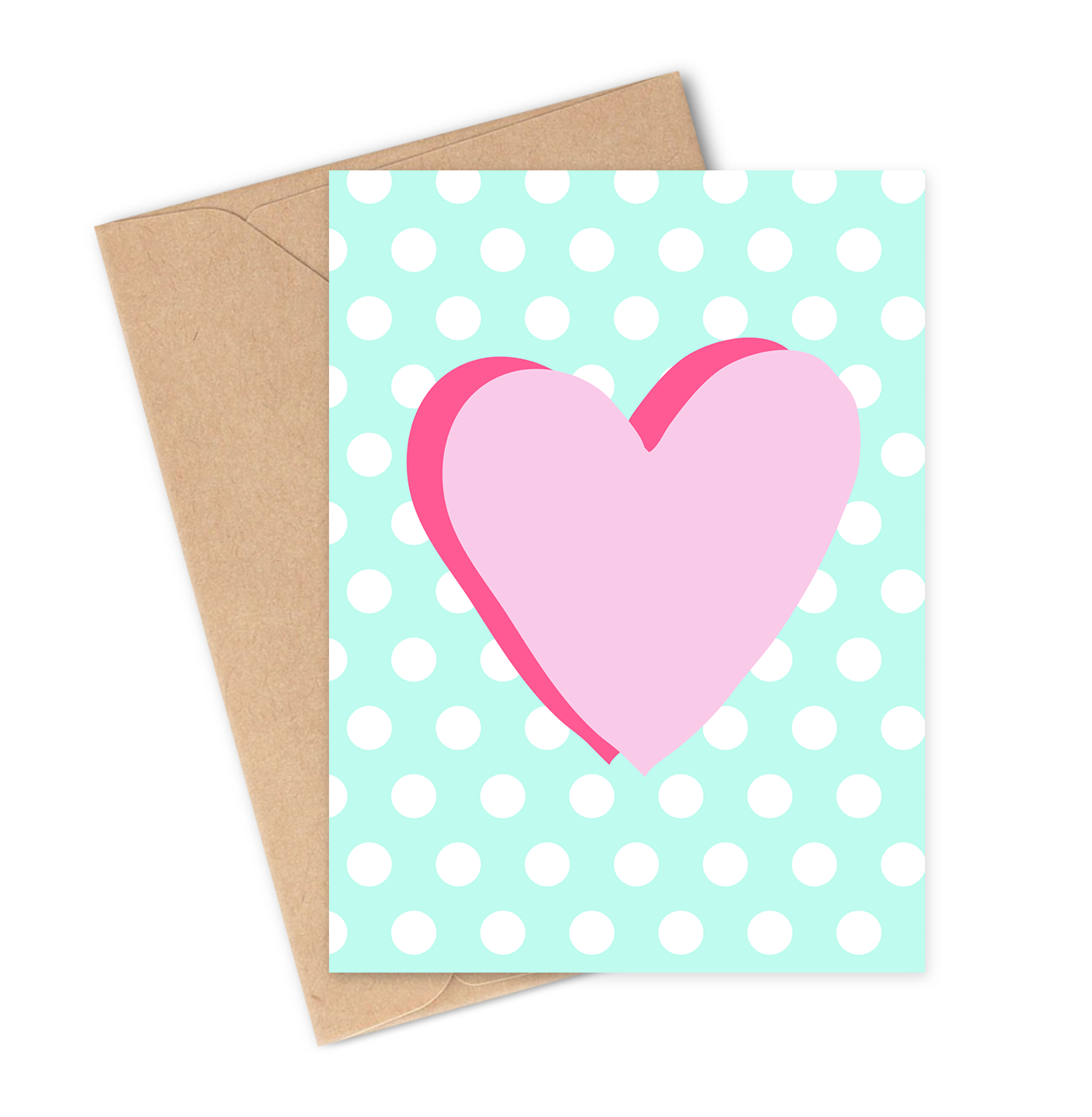 POP ART MINT N PINK HEART Greeting Card
