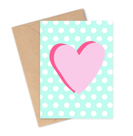 POP ART MINT N PINK HEART Greeting Card