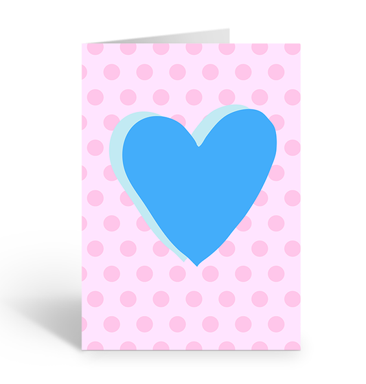 POP ART PINK N BLUE HEART Greeting Card