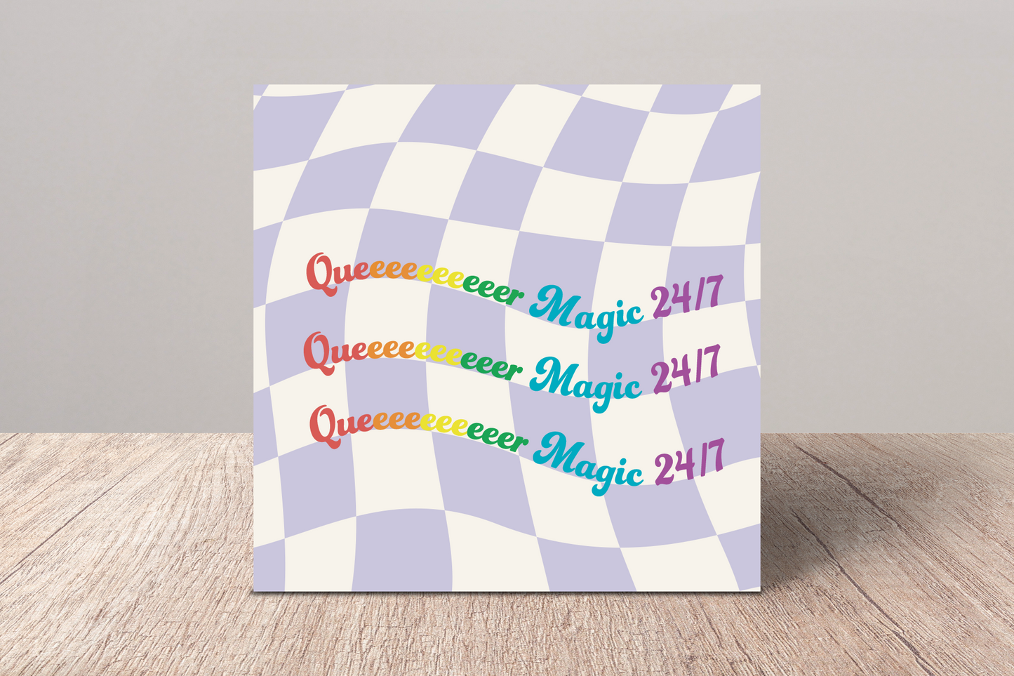 QUEEEEEEEEEER MAGIC 24/7 Checkered Greeting Card