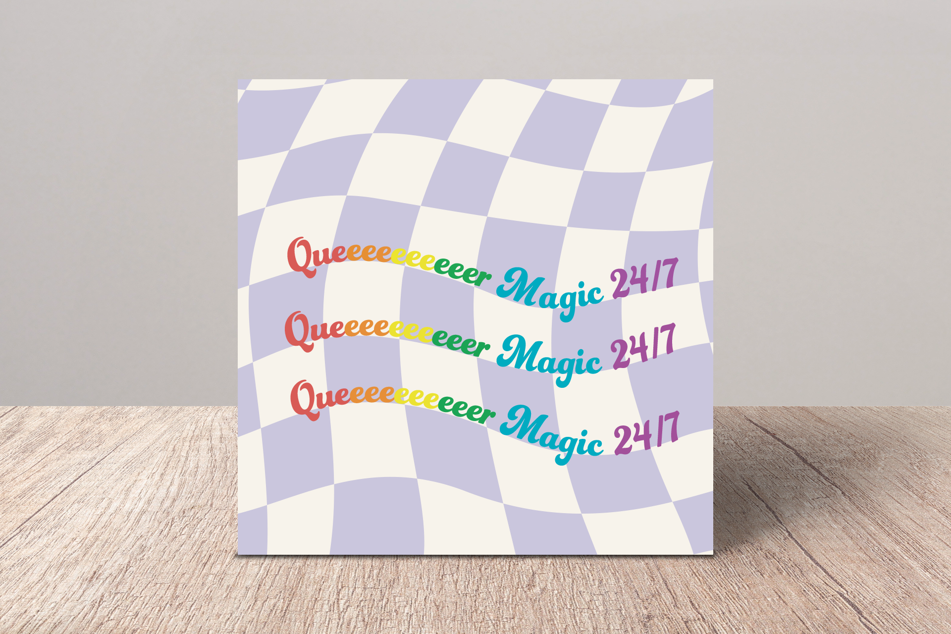 QUEEEEEEEEEER MAGIC 24/7 Checkered Greeting Card