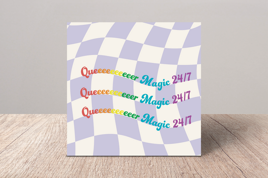 QUEEEEEEEEEER MAGIC 24/7 Checkered Greeting Card