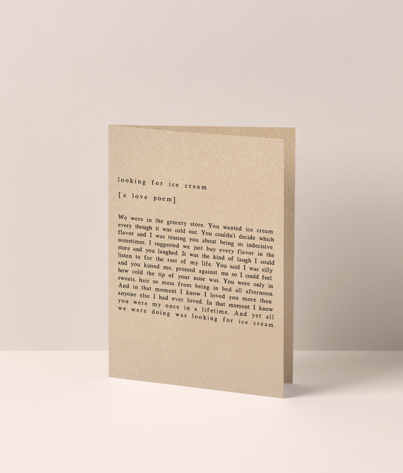 ICE CREAM LOVE POEM Kraft Greeting Card by best-selling LGBTQ+ Australian Author, Courtney Peppernell.
