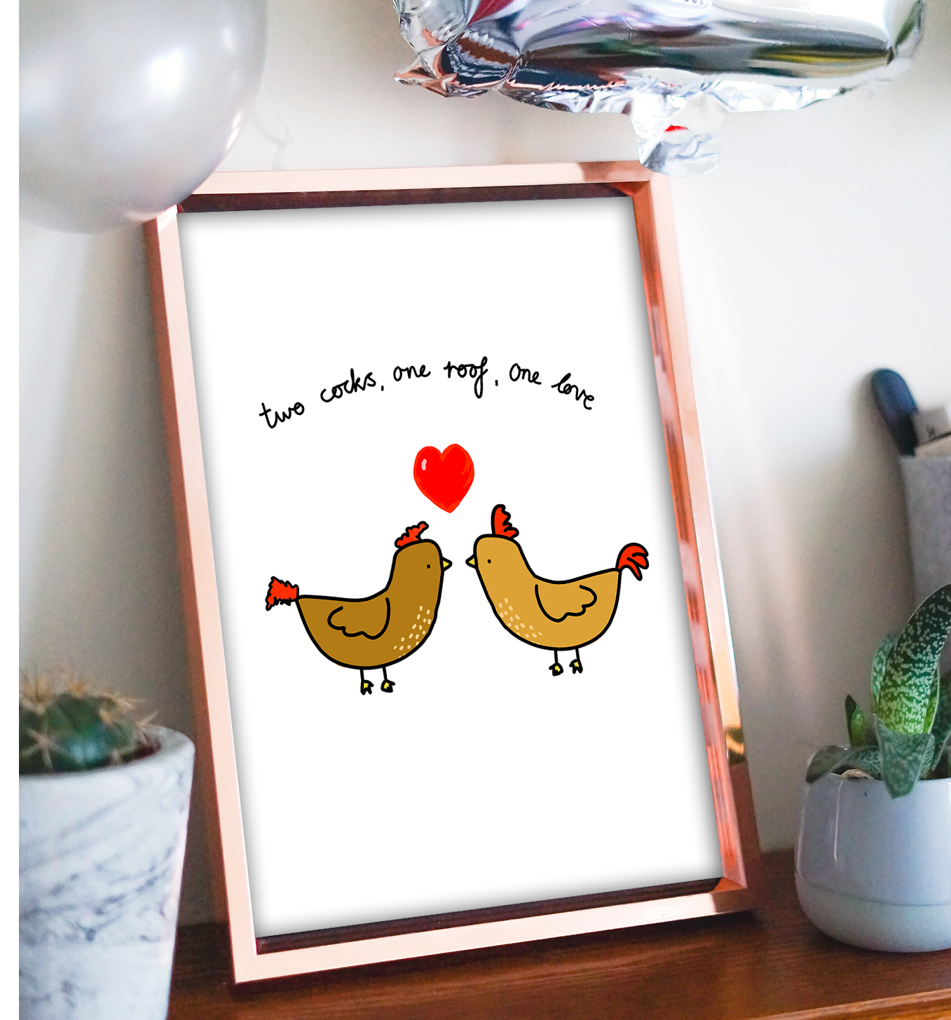 TWO COCKS Art Print