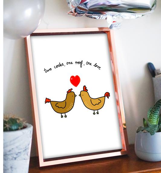  TWO COCKS Art Print