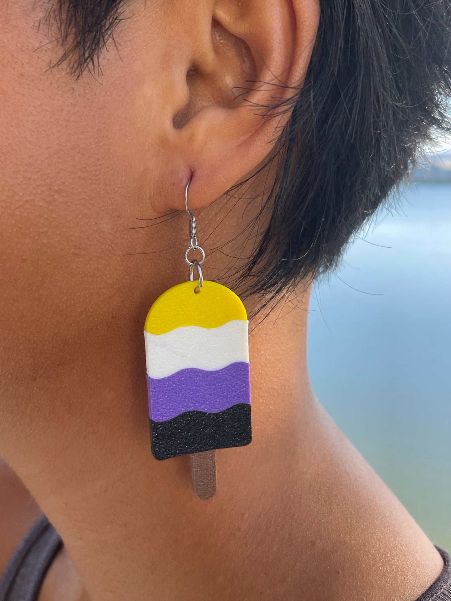 Non-Binary Pride Pop 3D LGBTQ+ Drop / Dangle Earrings