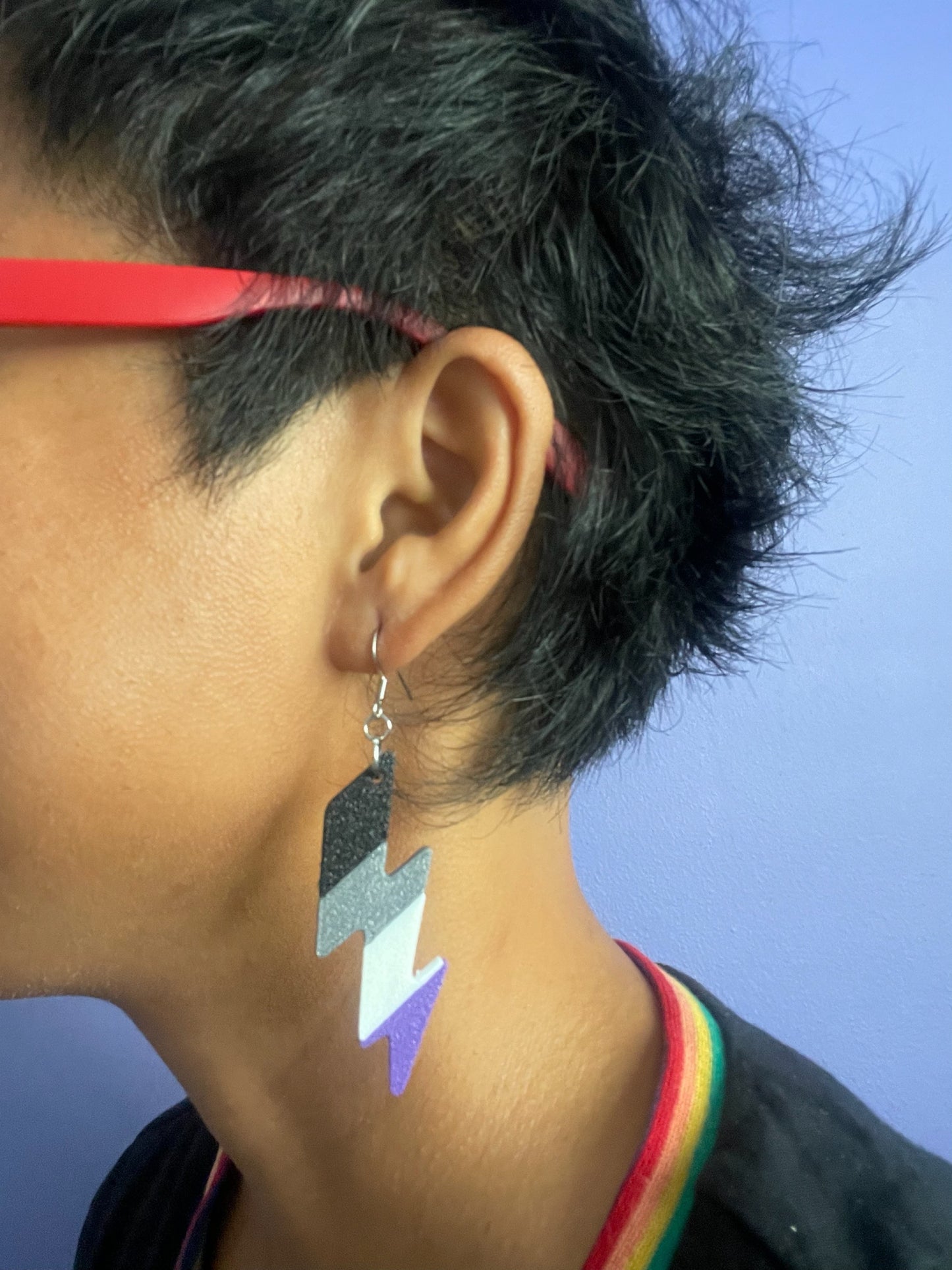 Asexual Lightning Drop / Dangle 3D Earrings