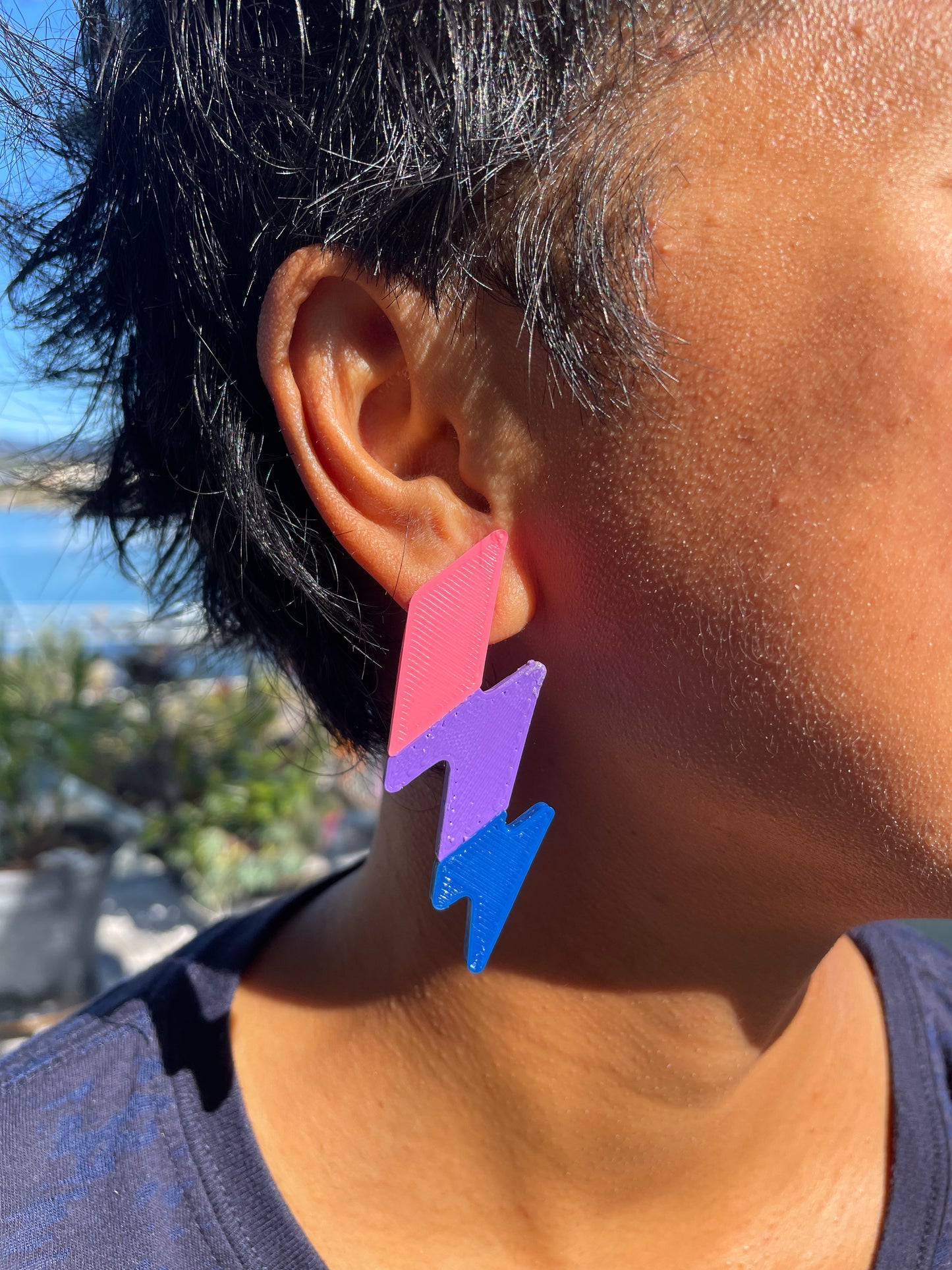 Bisexual Lightning 3D Stud Earrings