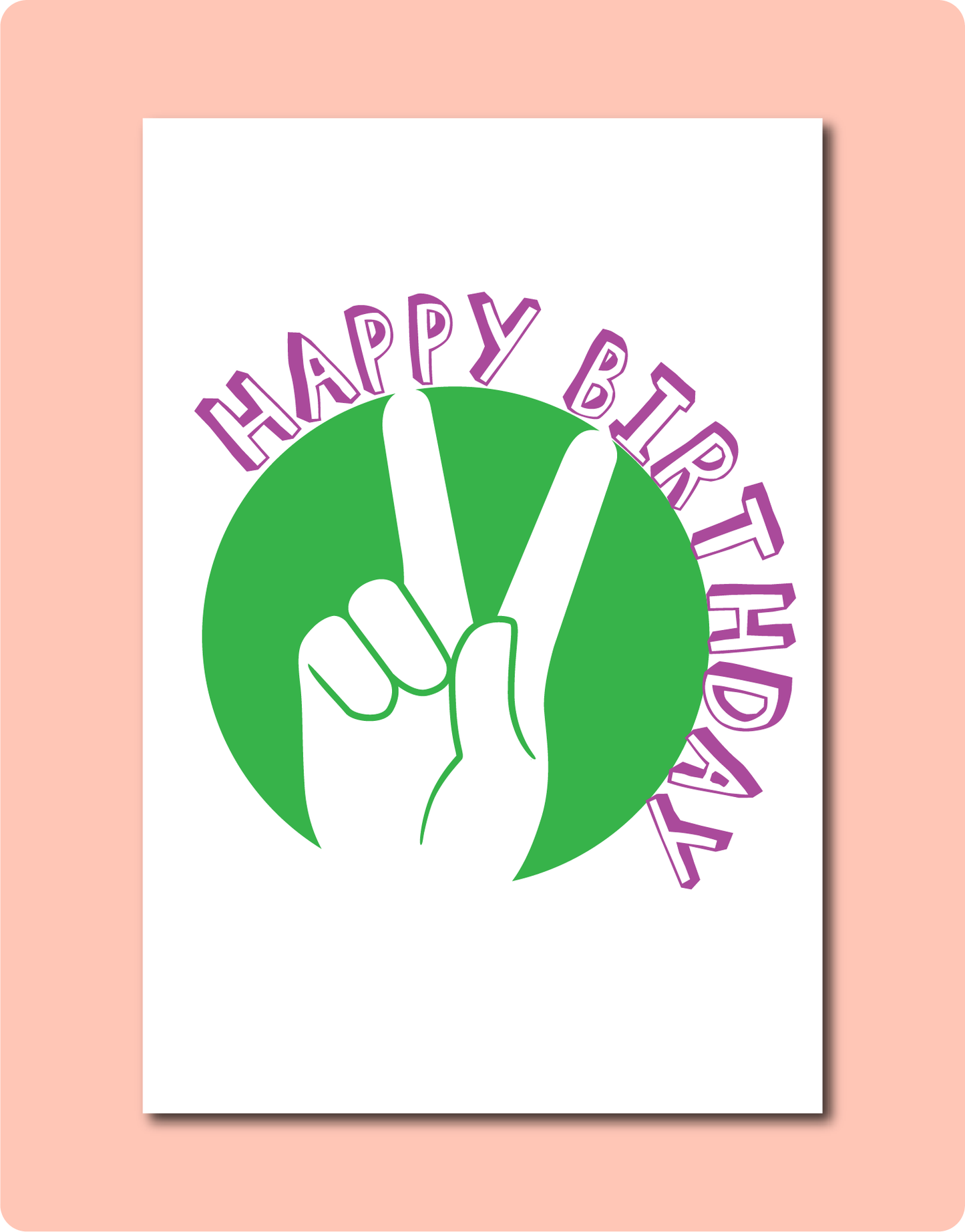 Happy Birthday Peace Sign on Green and Purple Australia Nature Greeting Card