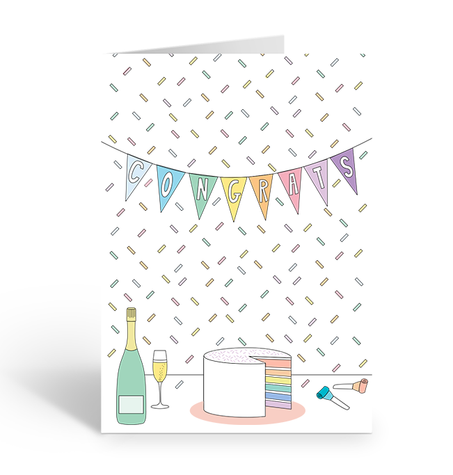 Congrats rainbow cake greeting card