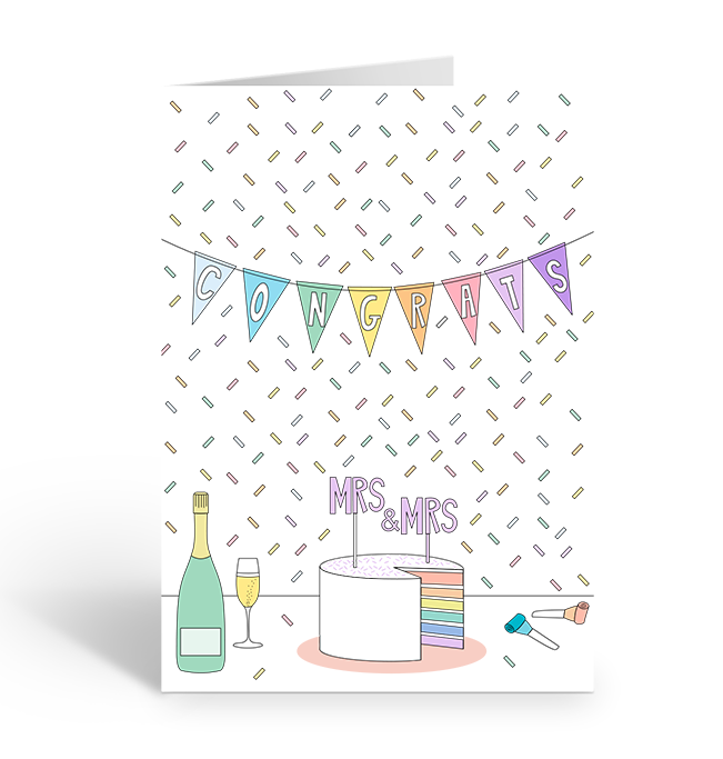 Mrs & Mrs Congrats Wedding Greeting Card