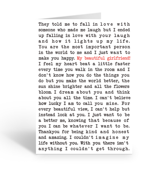 My Beautiful Girlfriend Poetry Greeting Card