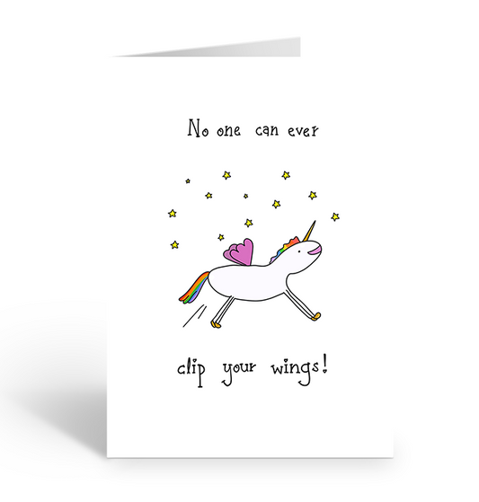 No one can ever clip your wings greeting card