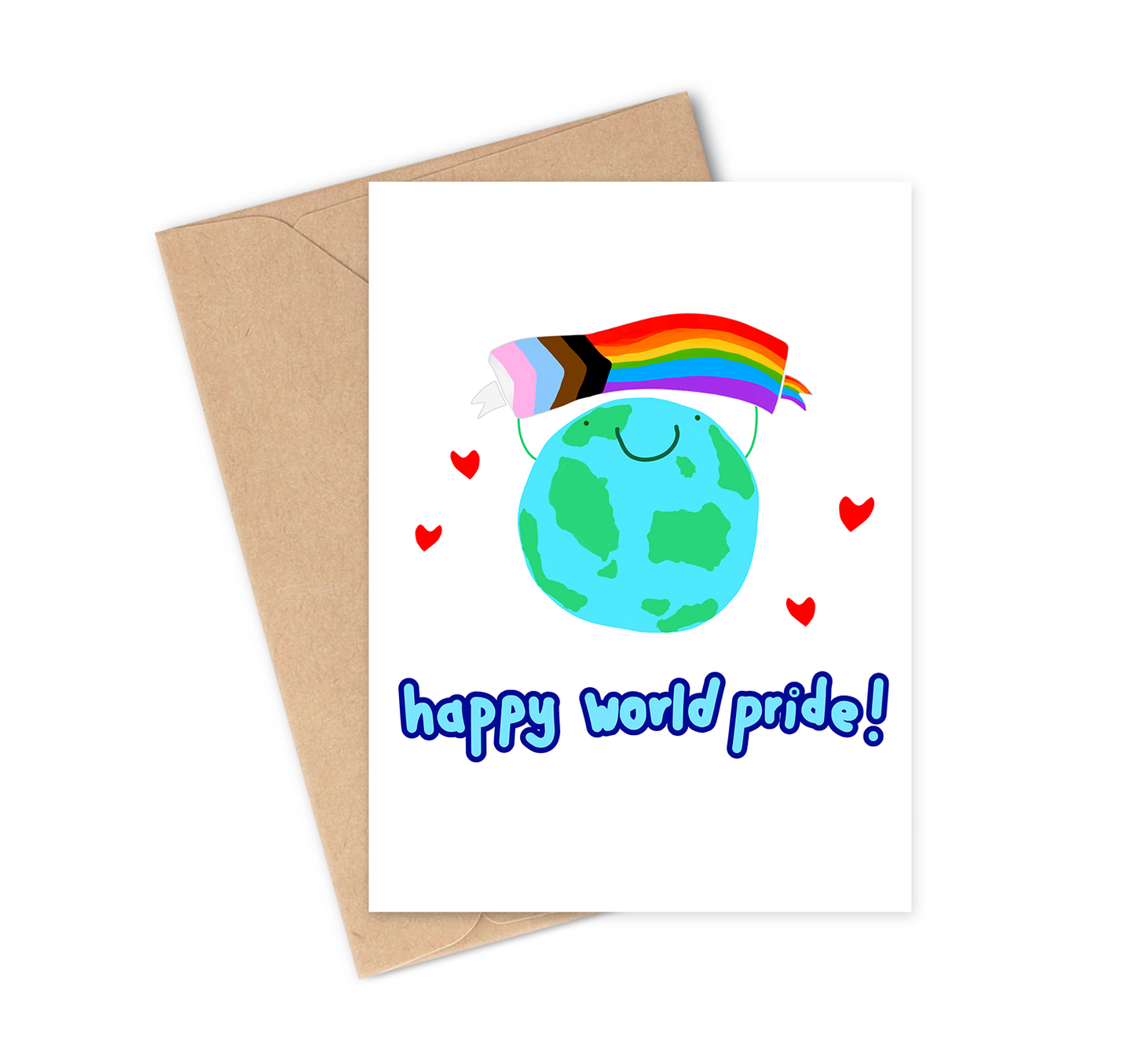 Happy World Progress Pride Greeting Card with envelope