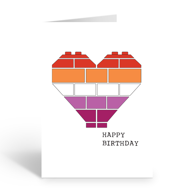 Lesbian Birthday Brick Heart Greeting Card