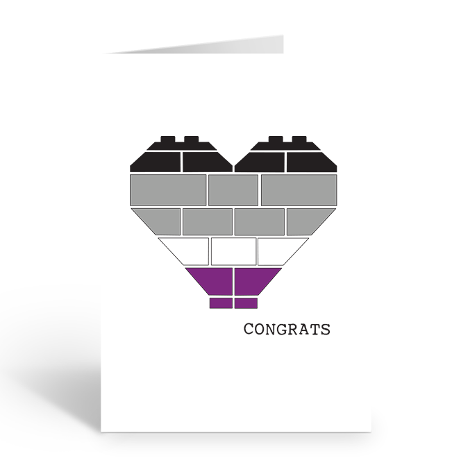 Asexual Congrats Brick Heart Greeting Card
