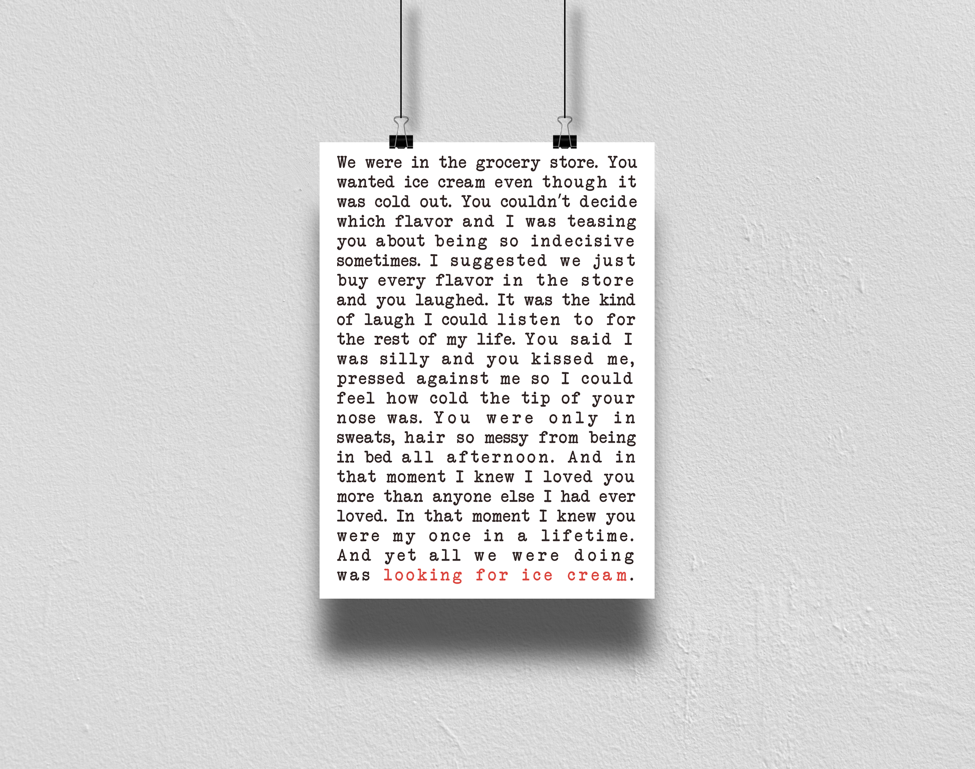 Looking for ice cream poetry print by LGBTQ+ Australian Author Courtney Peppernell