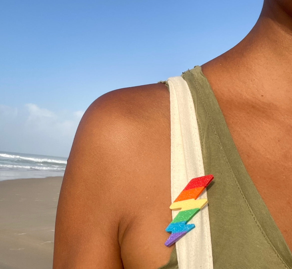 Rainbow Pride Lightning Pin - 3d Printed & Plant based 