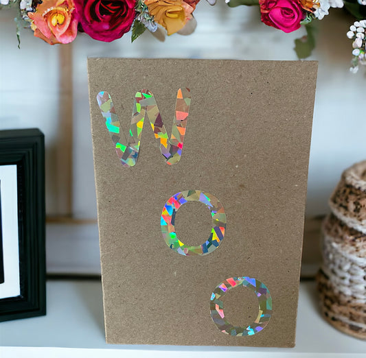 WOO HOLOGRAPHIC on Kraft Recycled Greeting Card