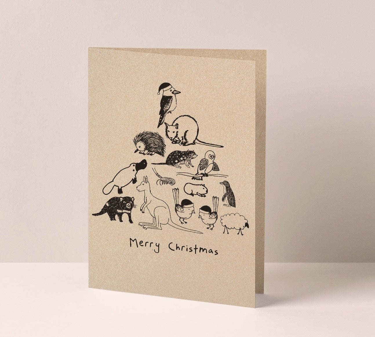 Merry Christmas Animals Greeting Card