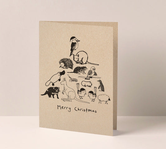 Merry Christmas Animals Greeting Card