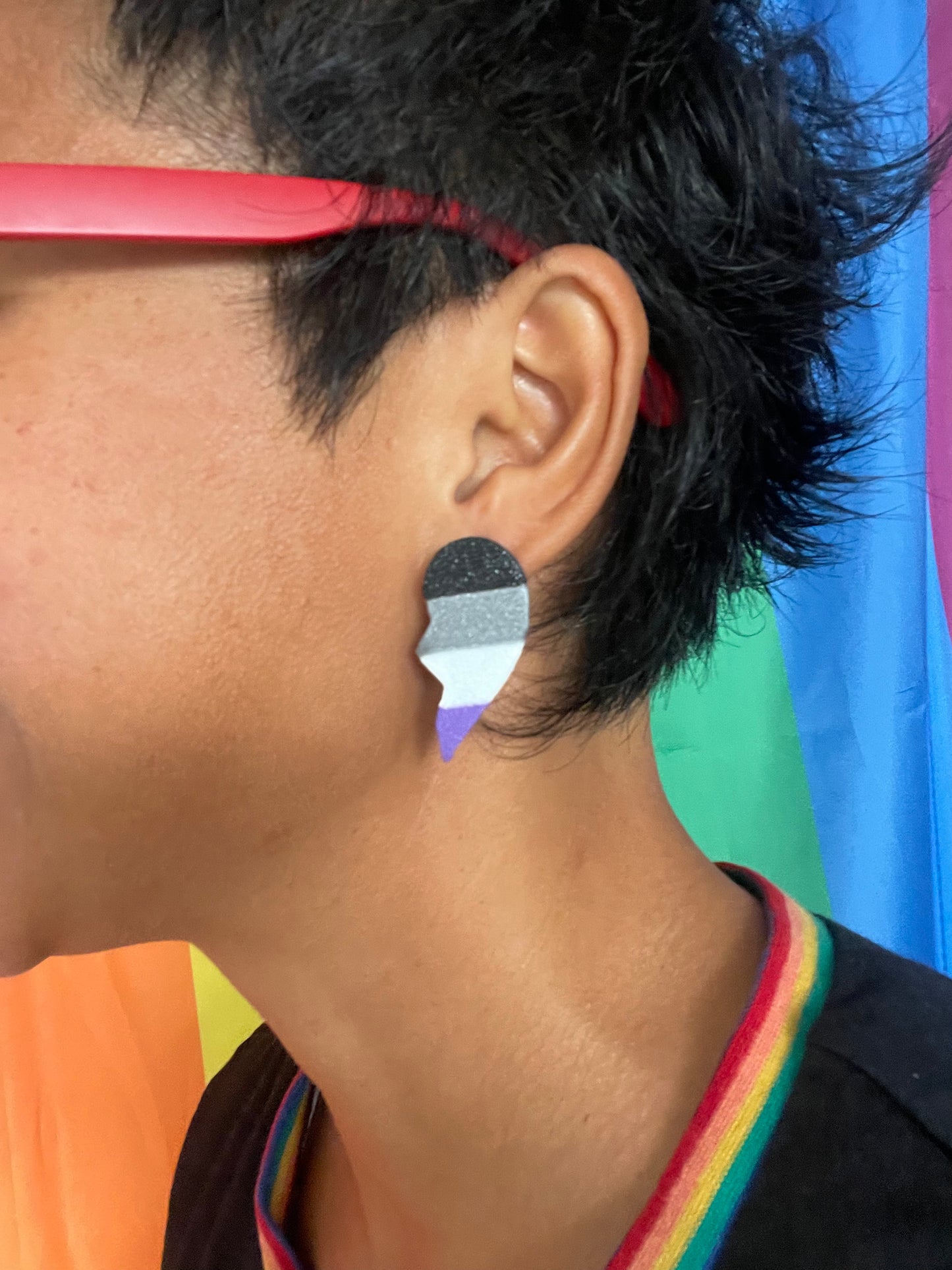 Asexual BFF Stud 3D Earrings