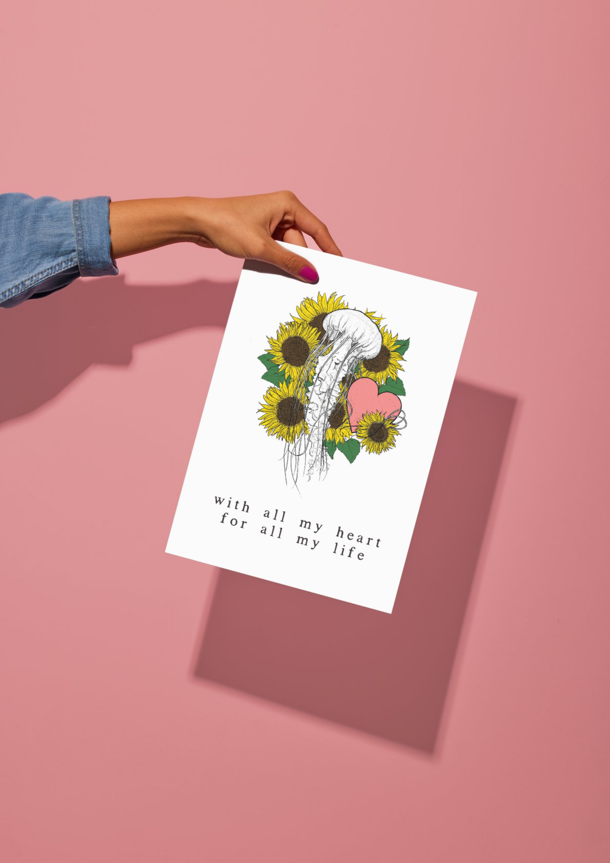Woman holding With All My Heart A4 Print Collaboration by Two Brides Presents and Australian Author Courtney Peppernell