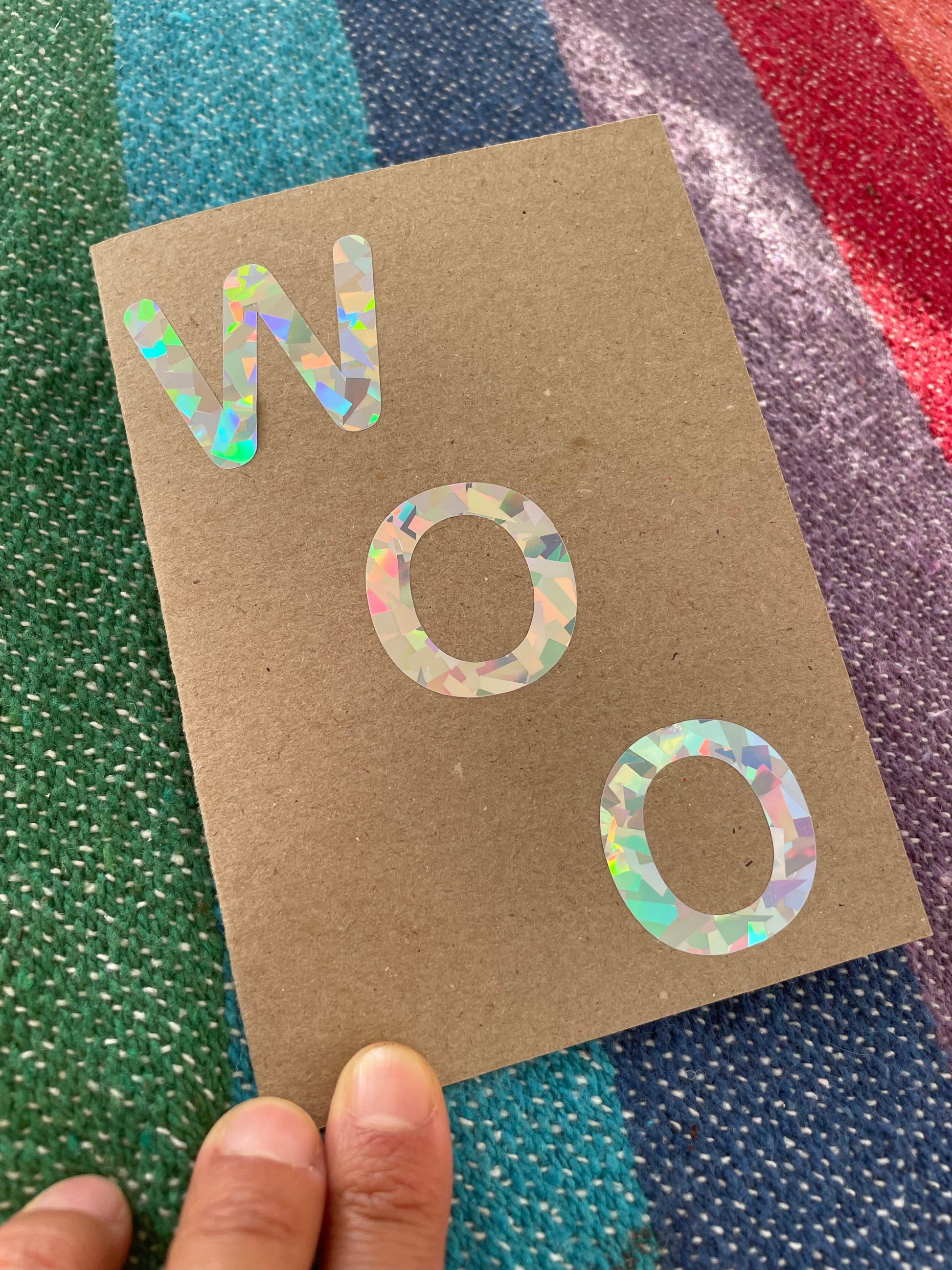 WOO HOLOGRAPHIC on Kraft Recycled Greeting Card