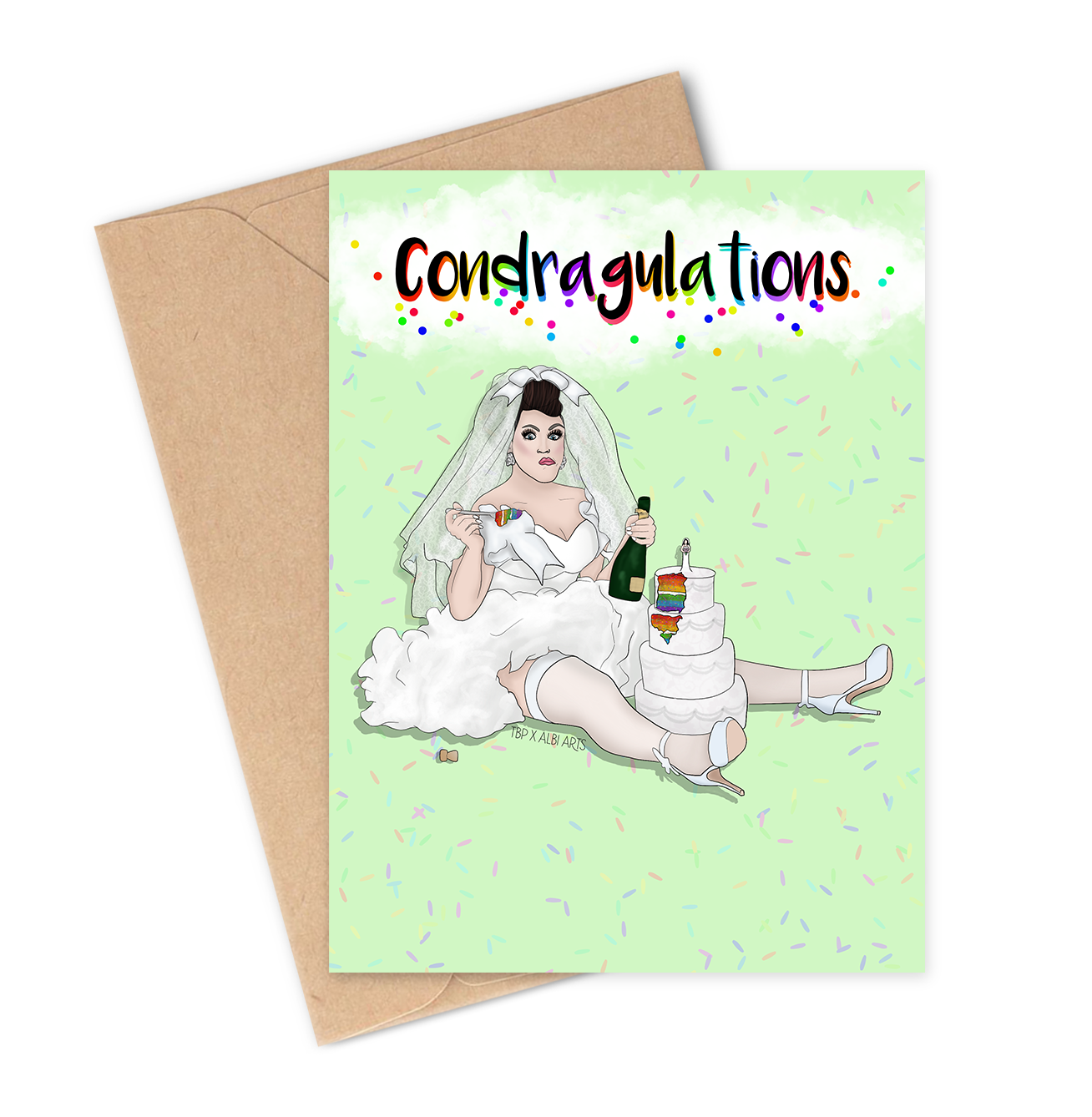 CONDRAGULATIONS BENDELACREME Greeting Card with Kraft envelope.