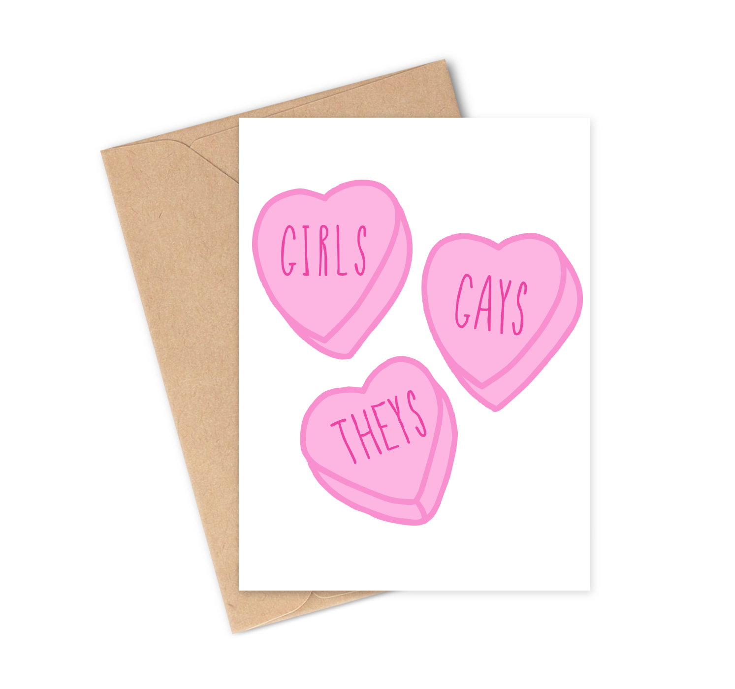 Girls, Gays, Theys Heart Lollies Greeting Card with envelope