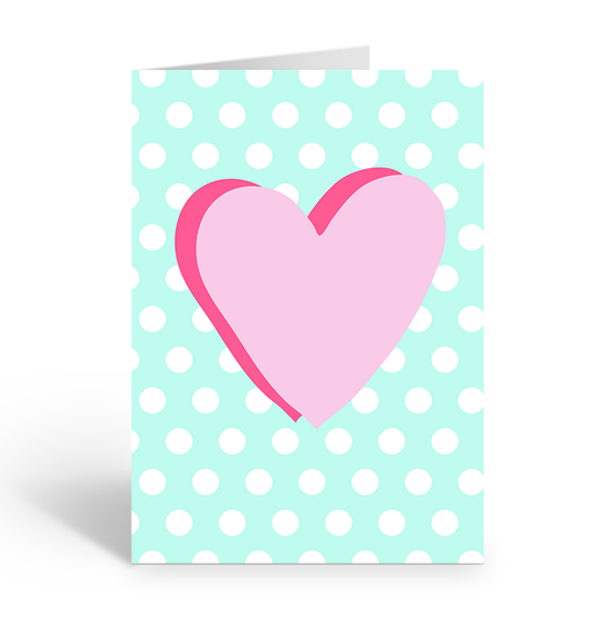 POP ART MINT N PINK HEART Greeting Card