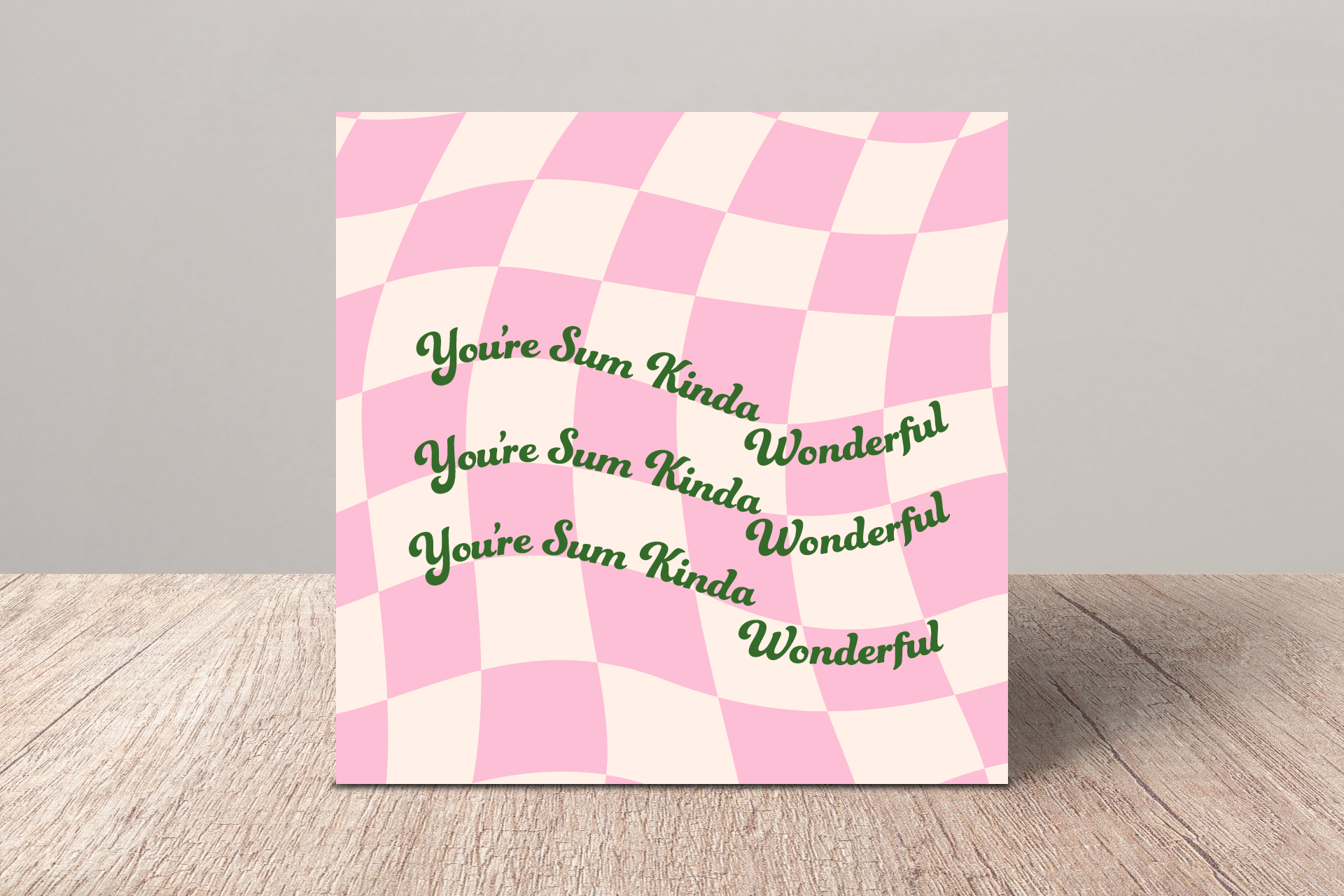 YOU'RE SUM KINDA WONDERFUL Checkered Greeting Card