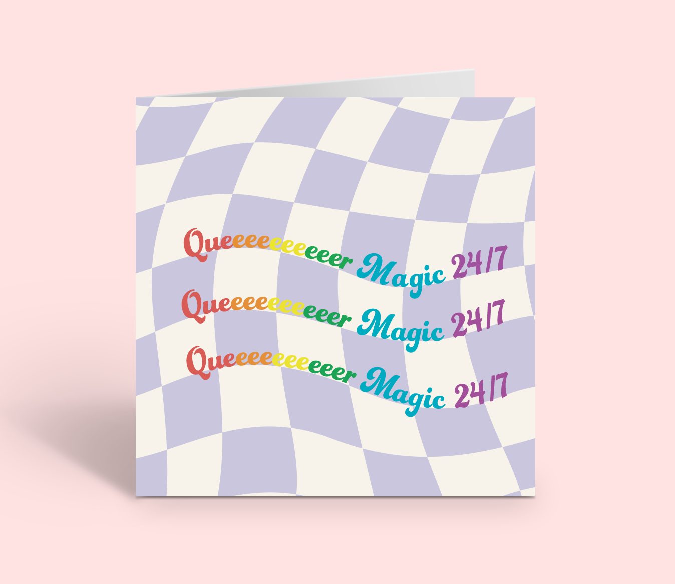 QUEEEEEEEEEER MAGIC 24/7 Checkered Greeting Card