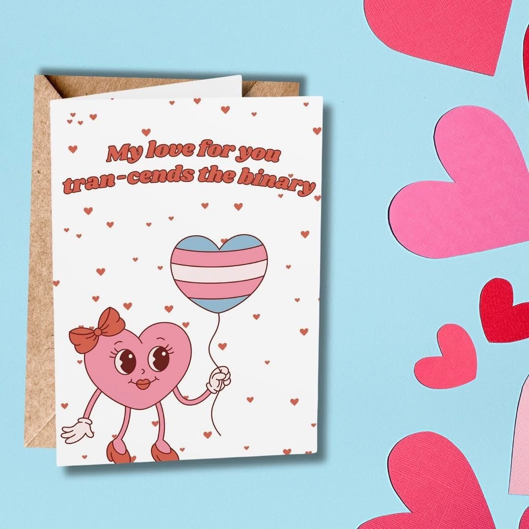 LOVE TRANS-CENDS THE BINARY Greeting Card