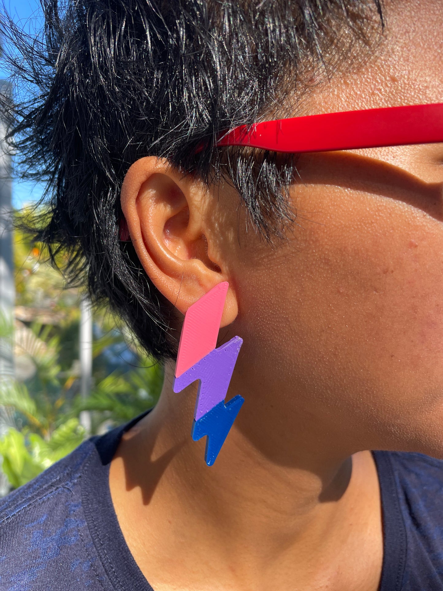 Bisexual Lightning 3D Stud Earrings