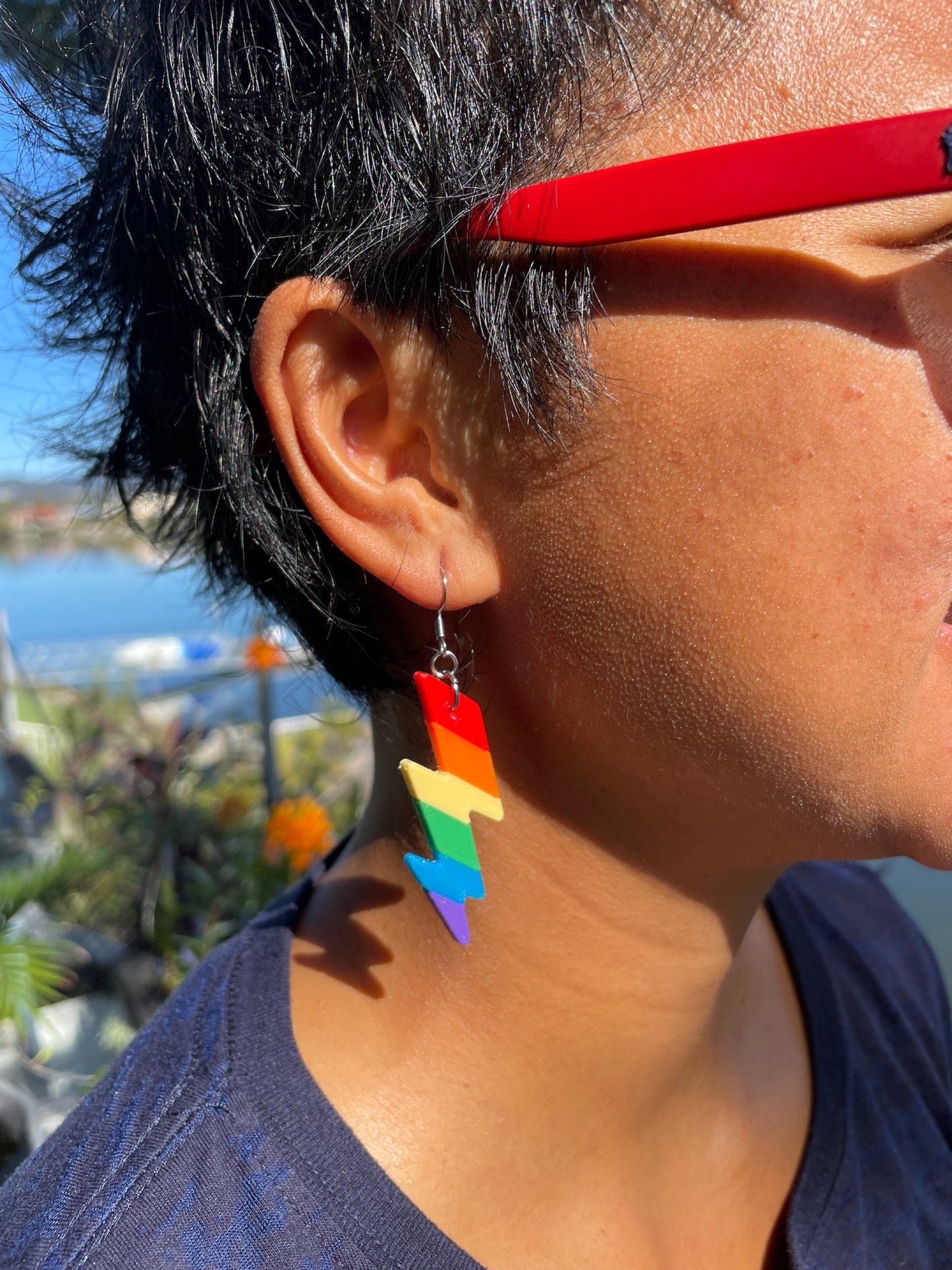 Rainbow Lightning 3D Drop Earrings