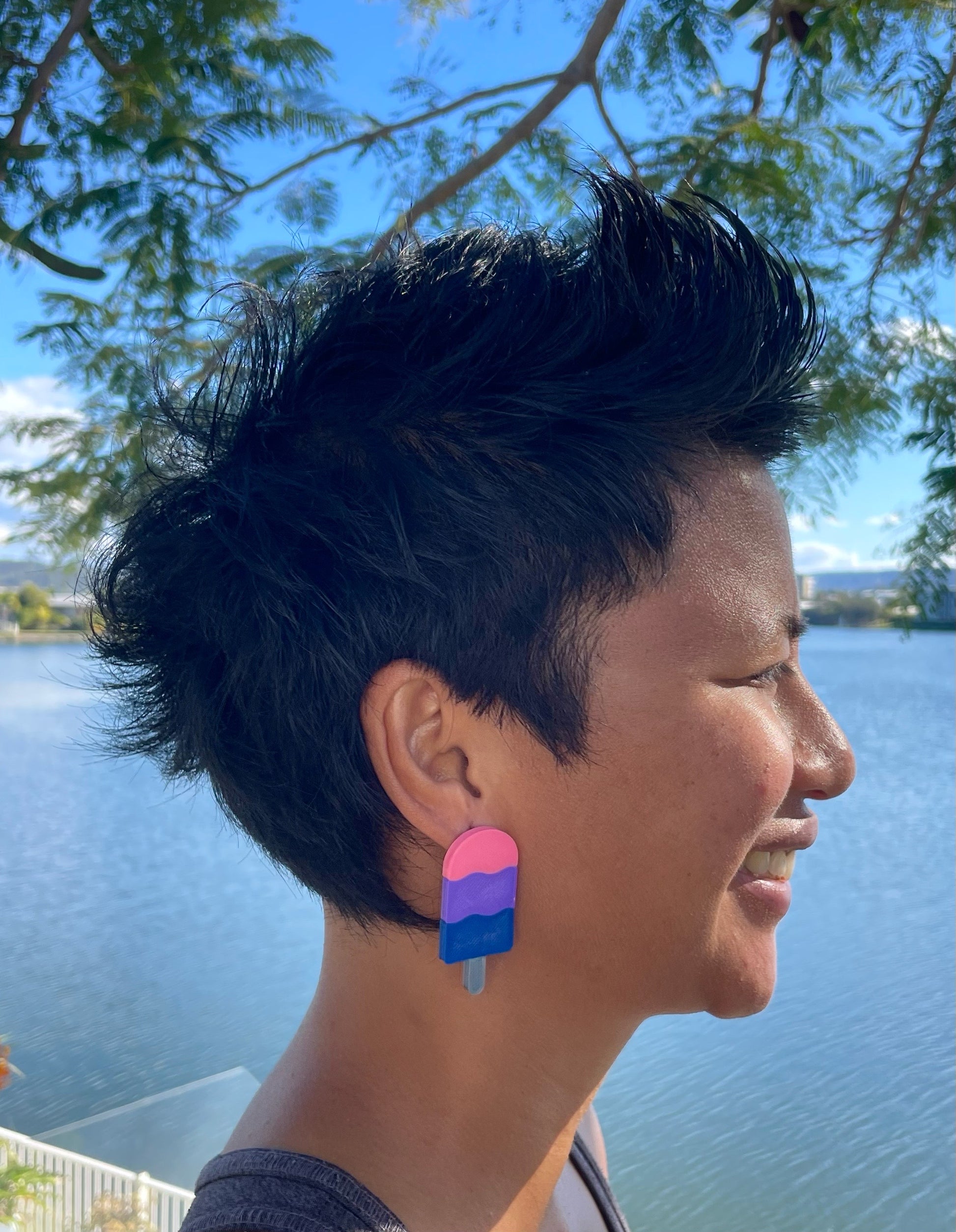 Bisexual Pop Stud 3D Earrings