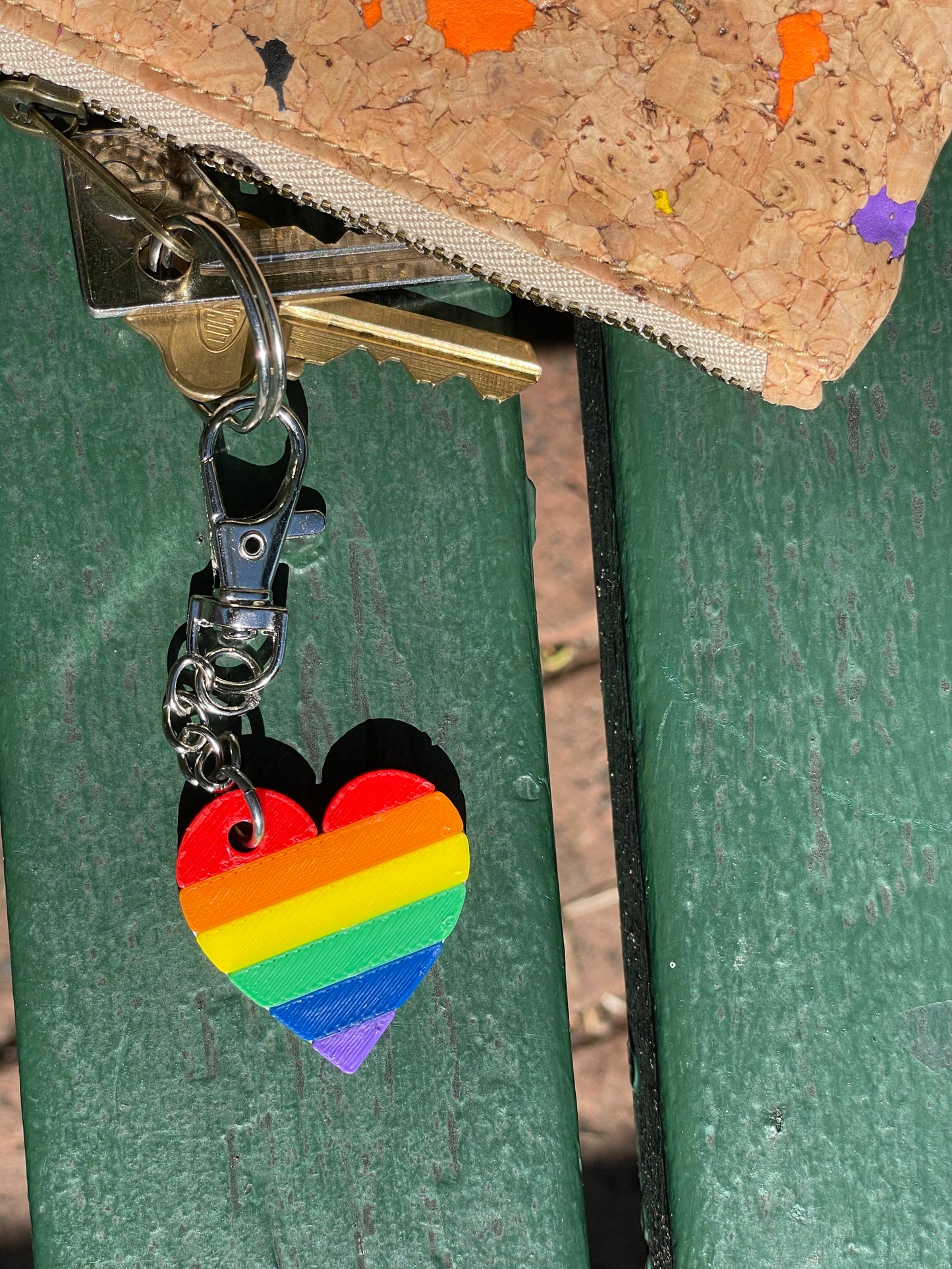 Rainbow Love Heart Key Chain