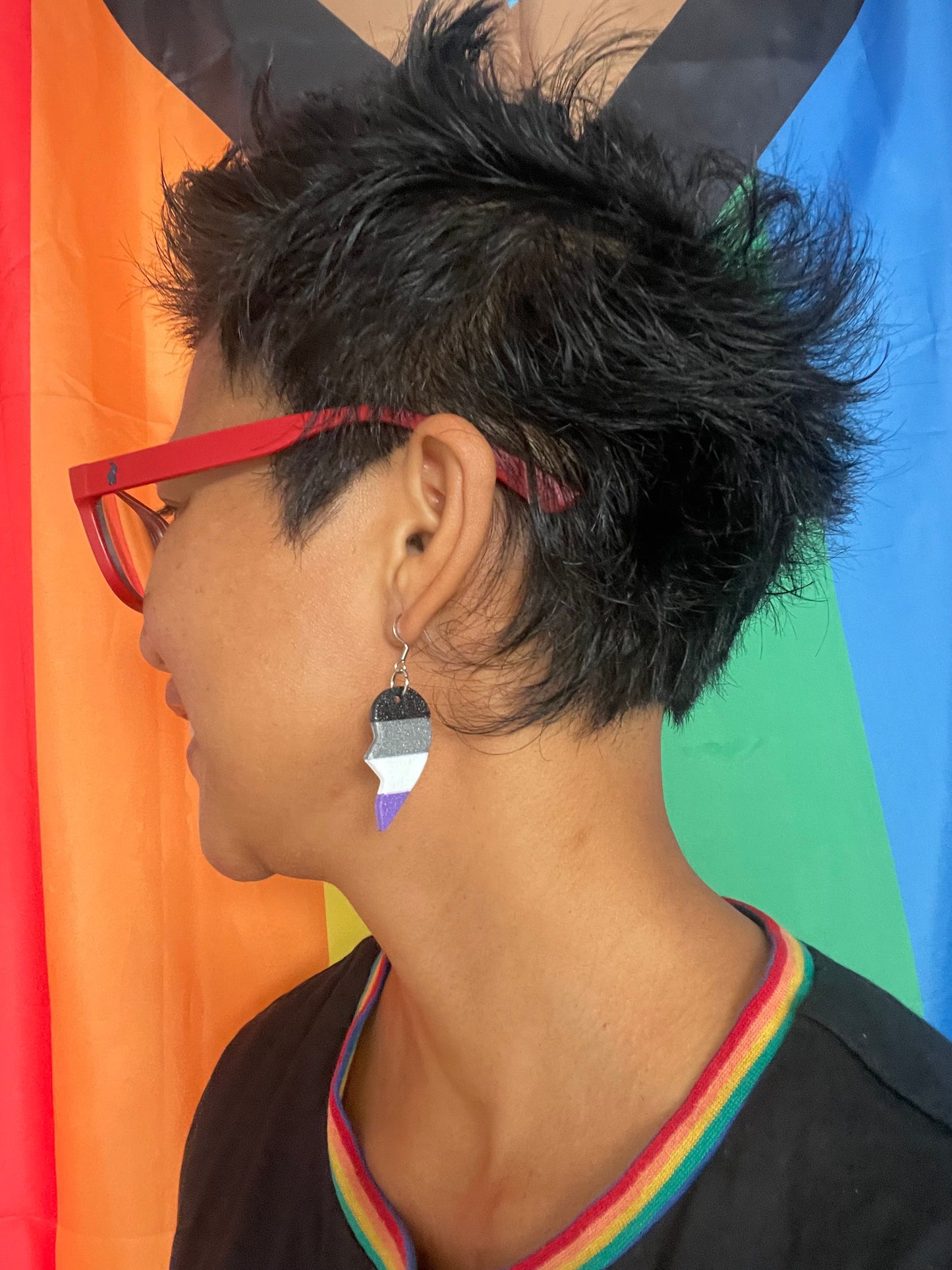 Asexual BFF Drop / Dangle 3D Earrings
