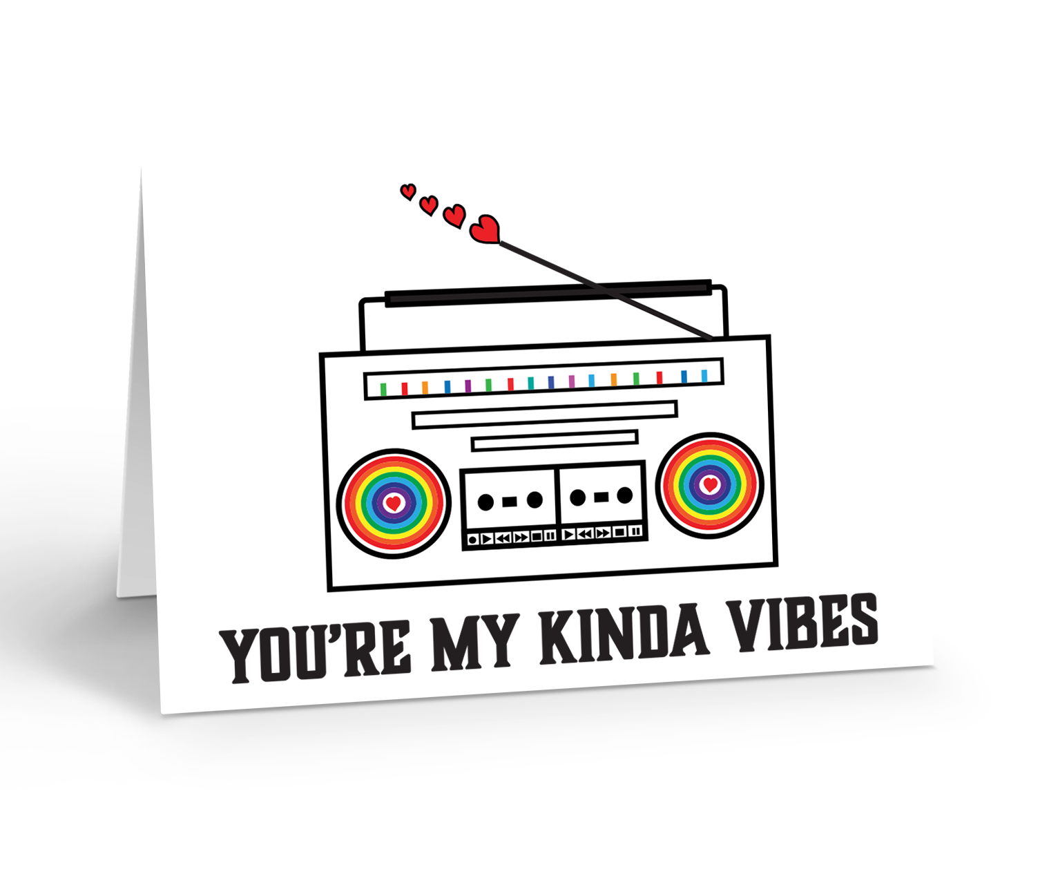 You're my kinda vibes greeting card - rainbow boombox edition