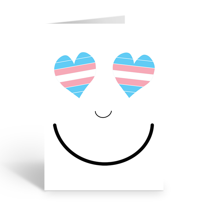 Trans Heart Eyes Smiles Greeting Card