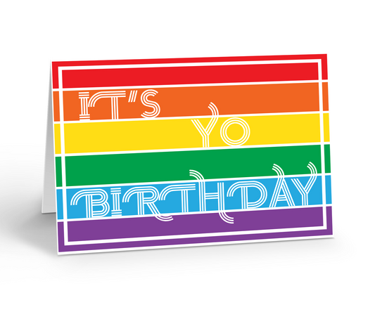 It's Yo Birthday on Rainbow Flag Greeting Card