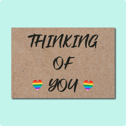 Thinking of You Greeting Card Sending Love Heart Rainbows