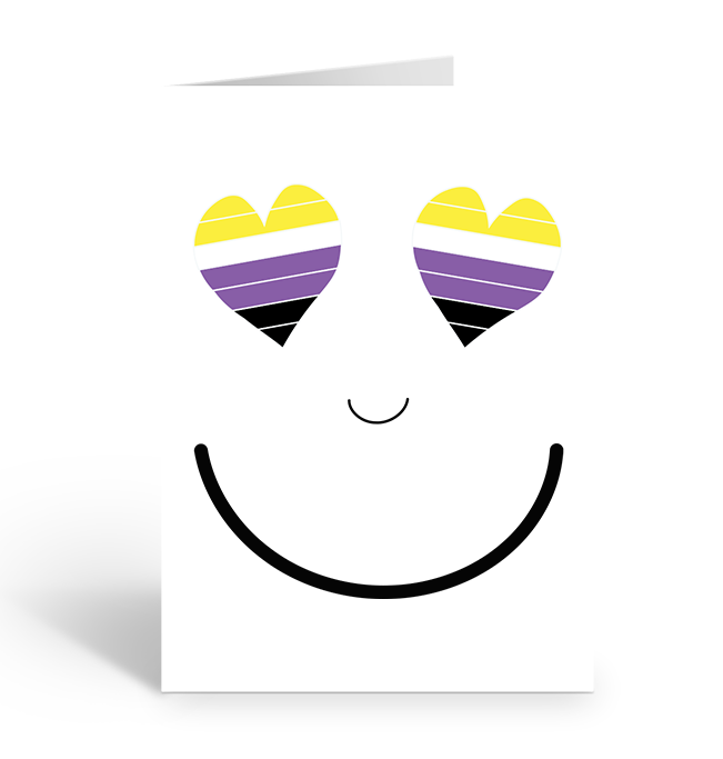 Non-Binary Heart Eyes Smiles Greeting Card